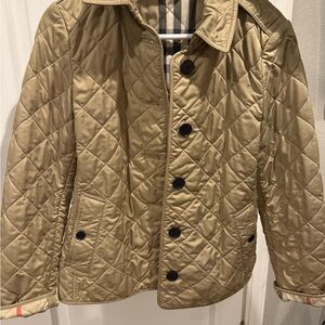 Burberry Tan Quilted Jacket with Black Accents